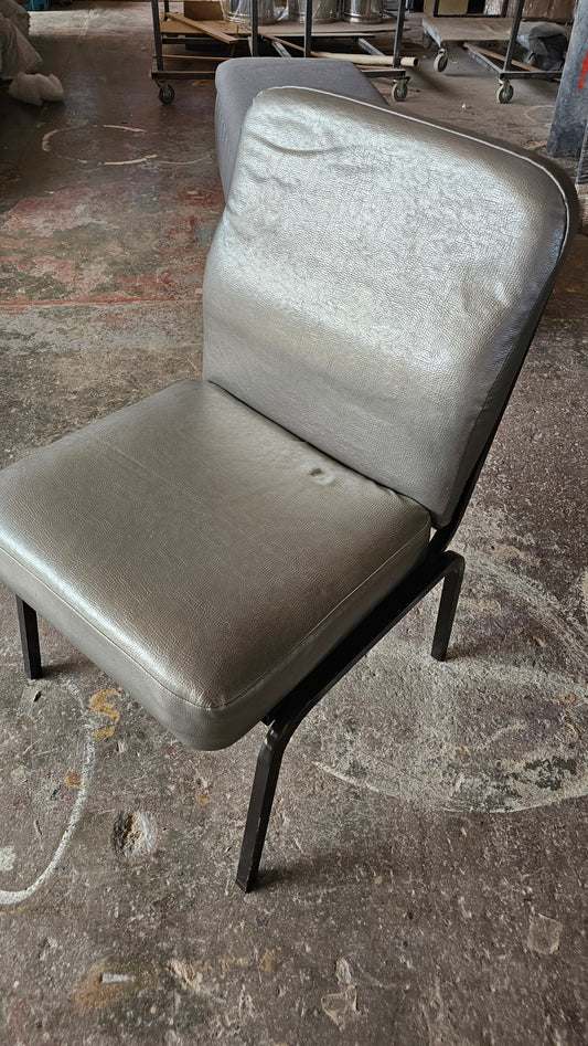Grey Faux Leather Upholstered Chair – Clearance