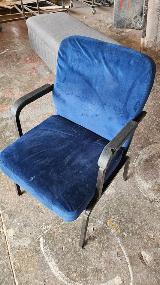 Blue Velvet Upholstered Armchair – Clearance