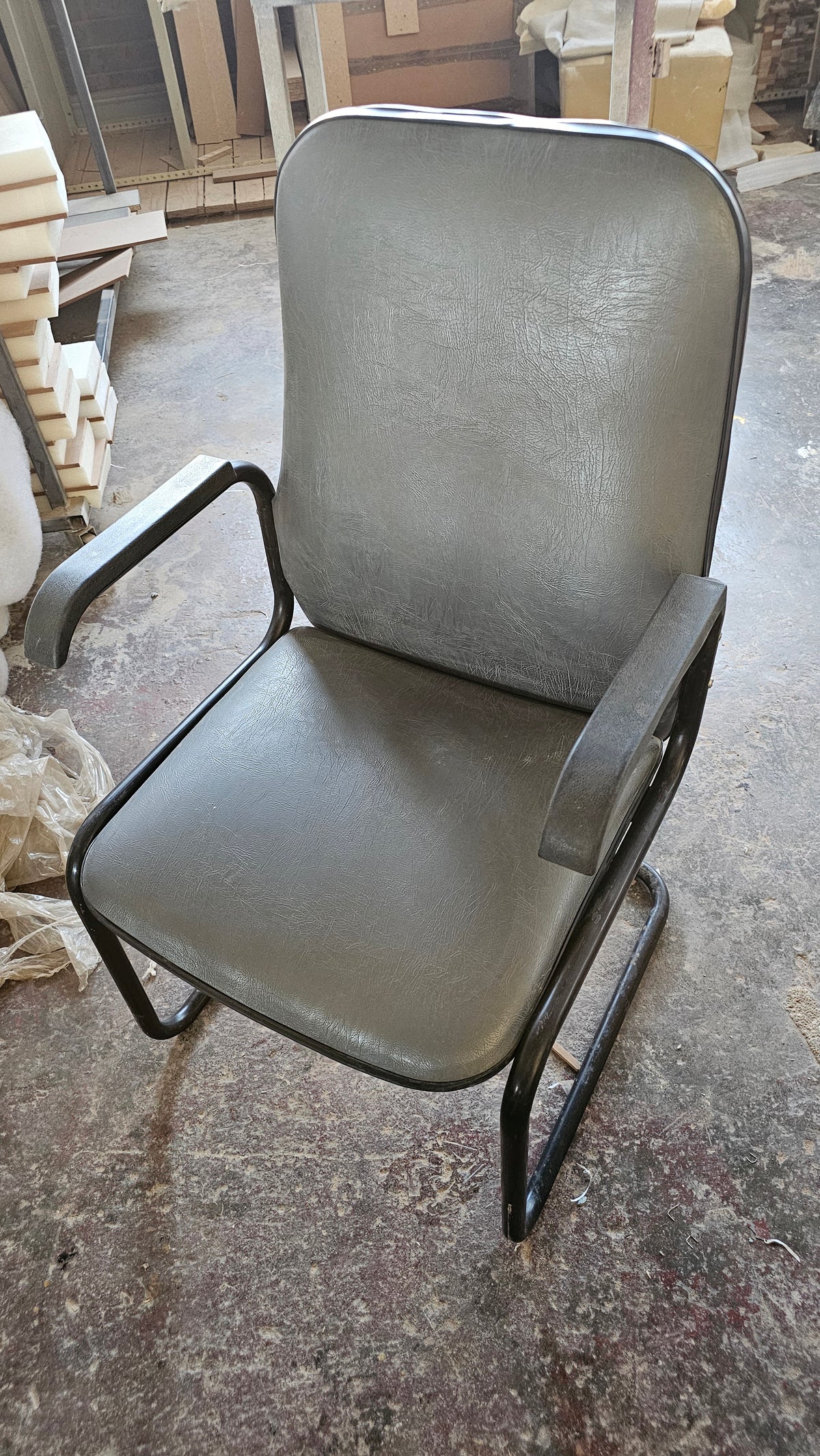 Silver Faux Leather Armchair – Clearance