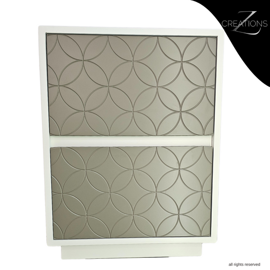 pedestal, nightstand, bedside table, CNC, Geometric, circles zcreations