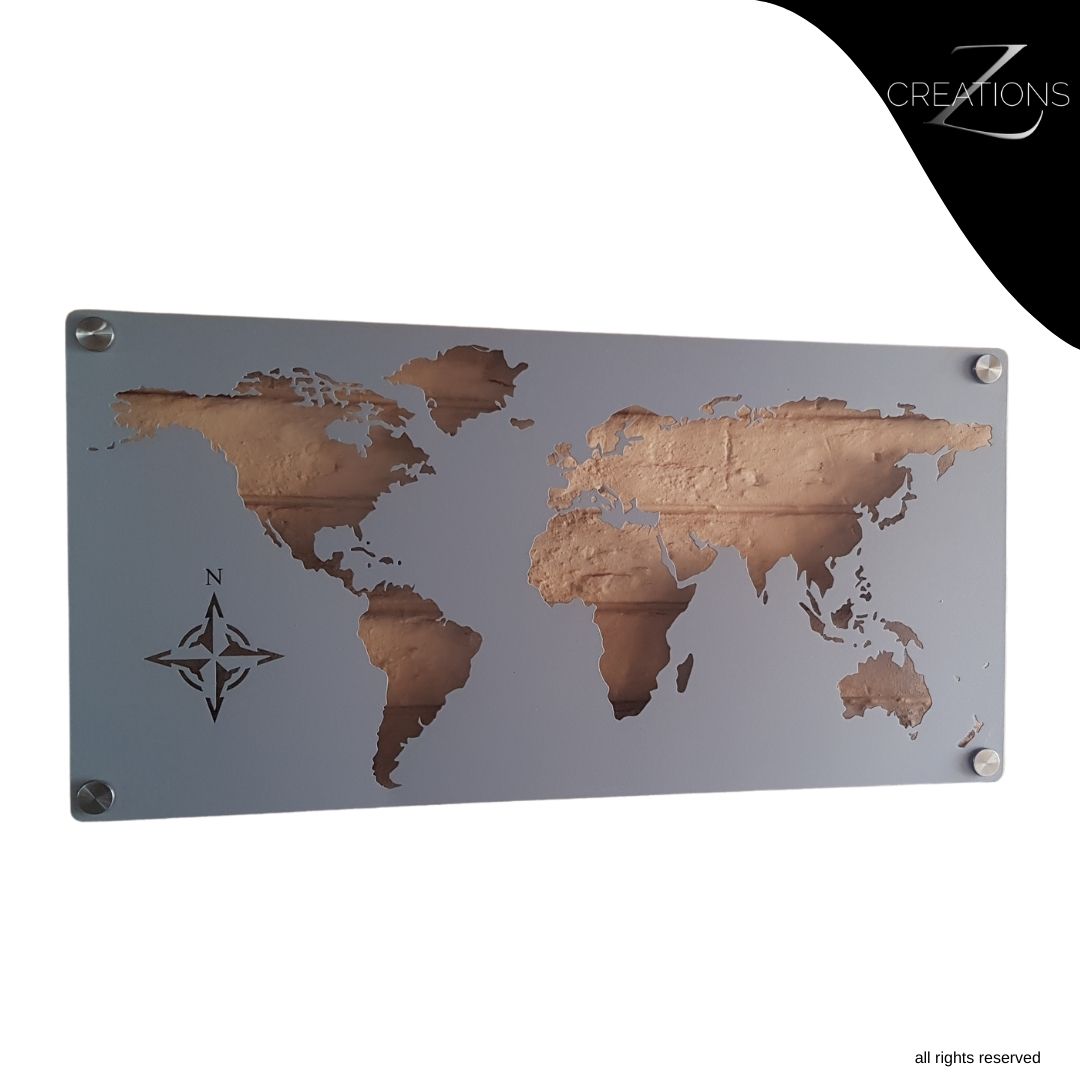 World Map Steel Wall Art