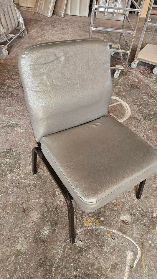Grey Faux Leather Upholstered Chair – Clearance