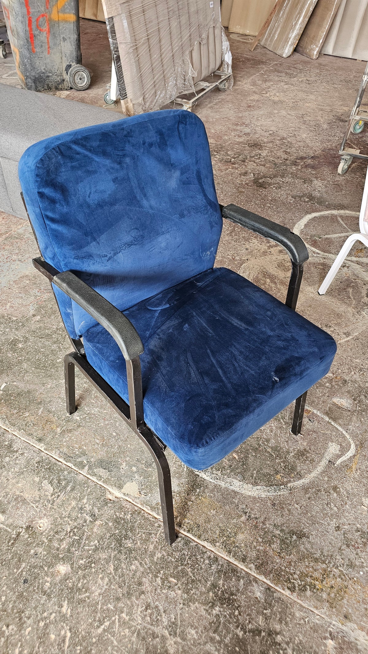 Blue Velvet Upholstered Armchair – Clearance