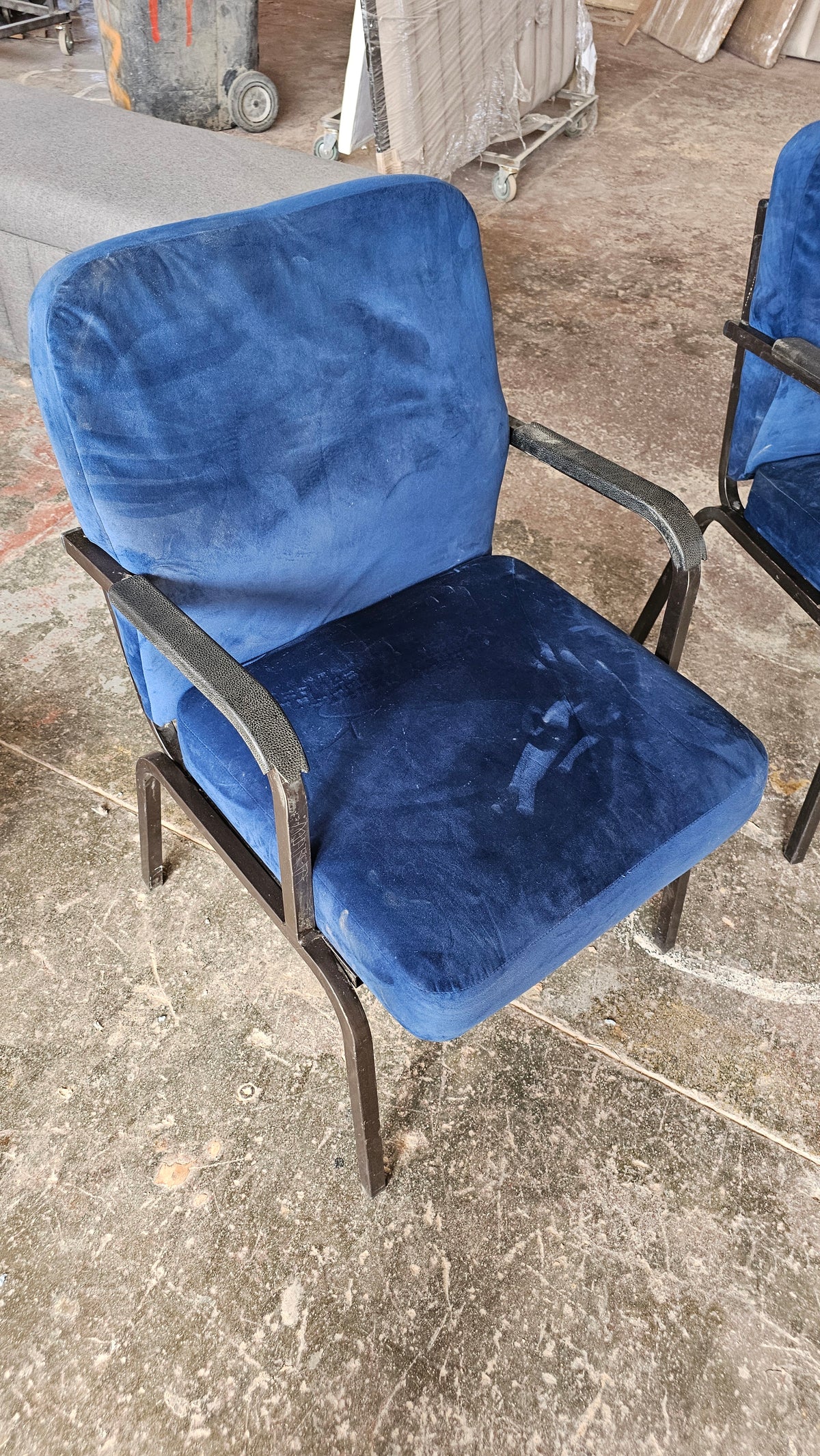 Blue Velvet Upholstered Armchair – Clearance 1