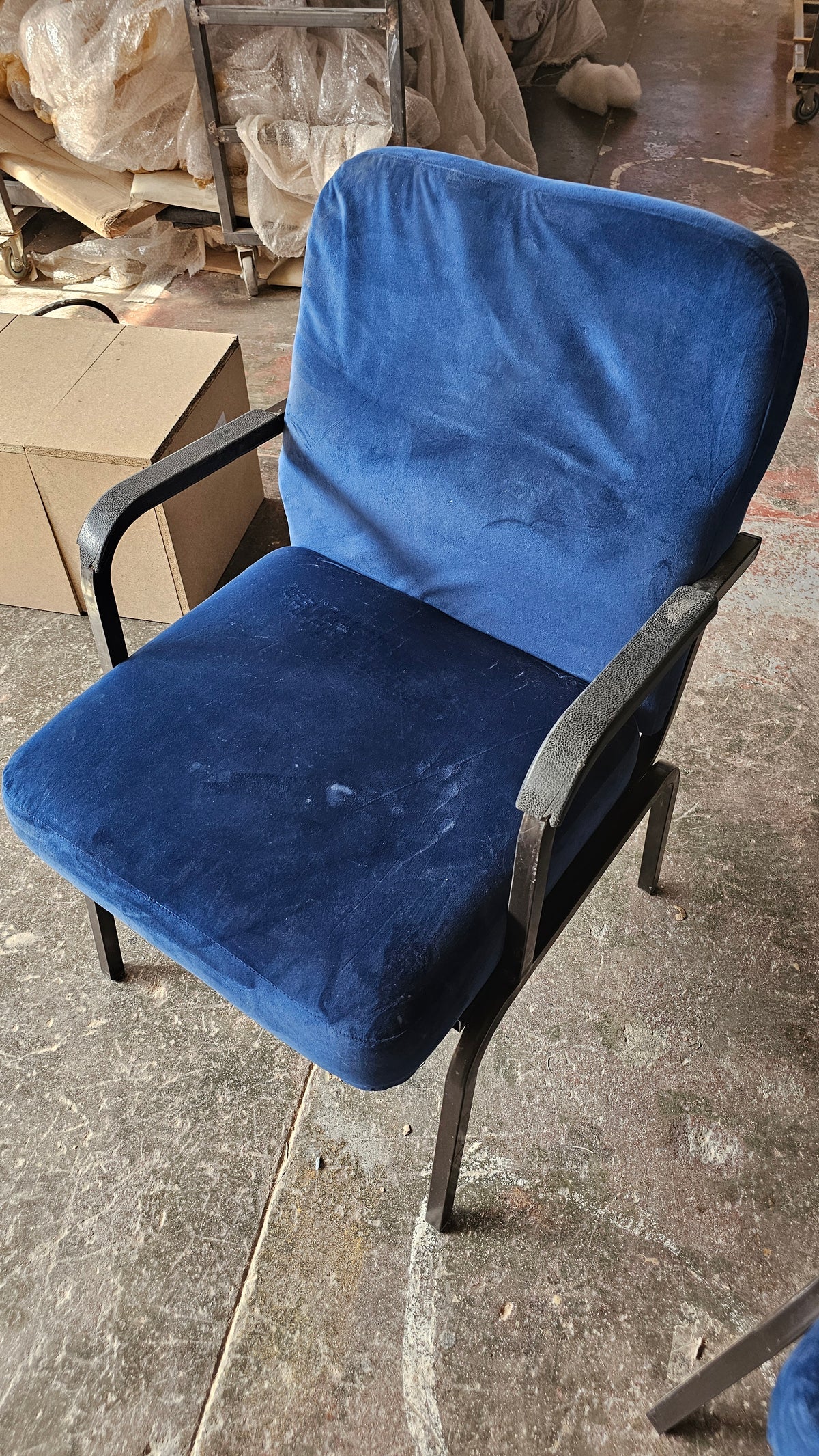 Blue Velvet Upholstered Armchair – Clearance 1