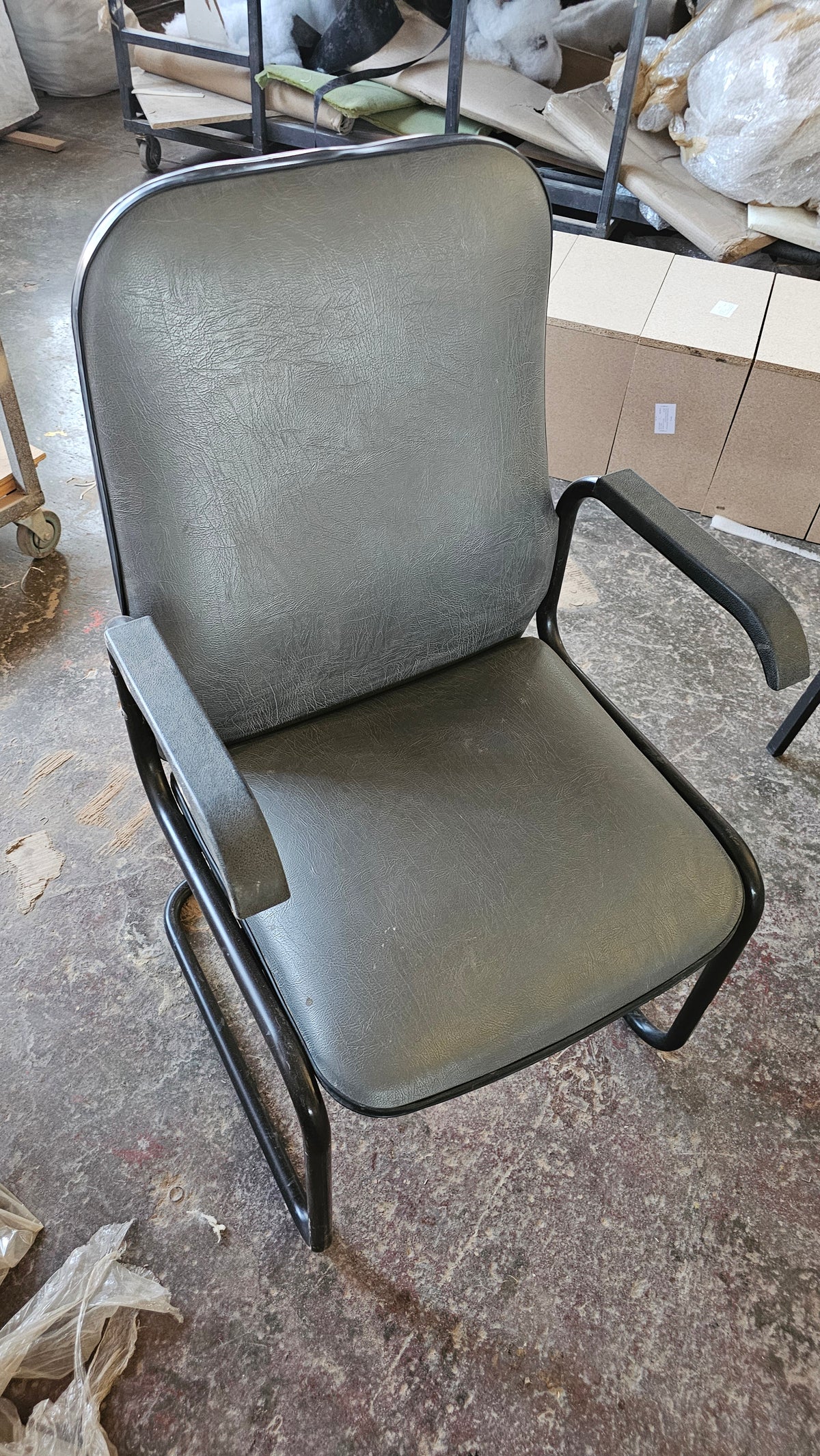Silver Faux Leather Armchair – Clearance