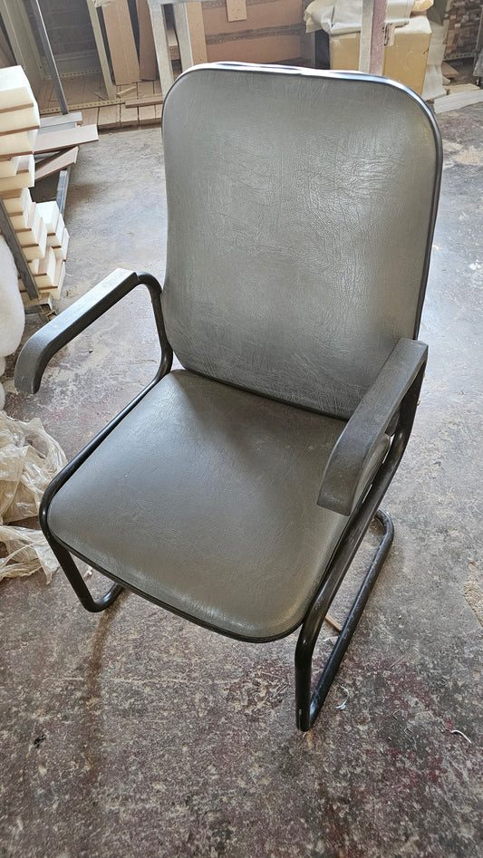 Silver Faux Leather Armchair – Clearance